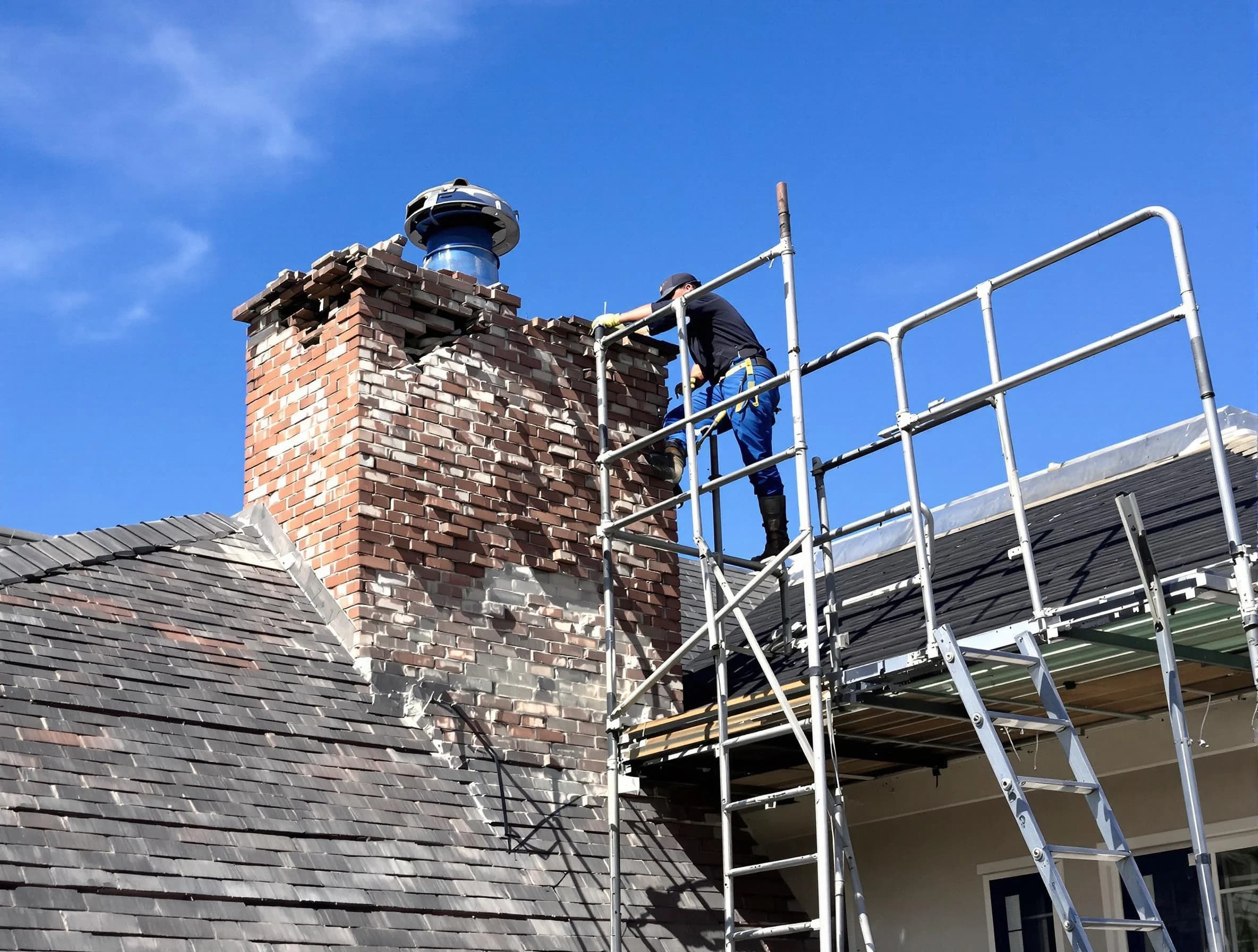 Rebuilding a chimney structure by Los Chaves Chimney Sweep in Los Chaves, NM