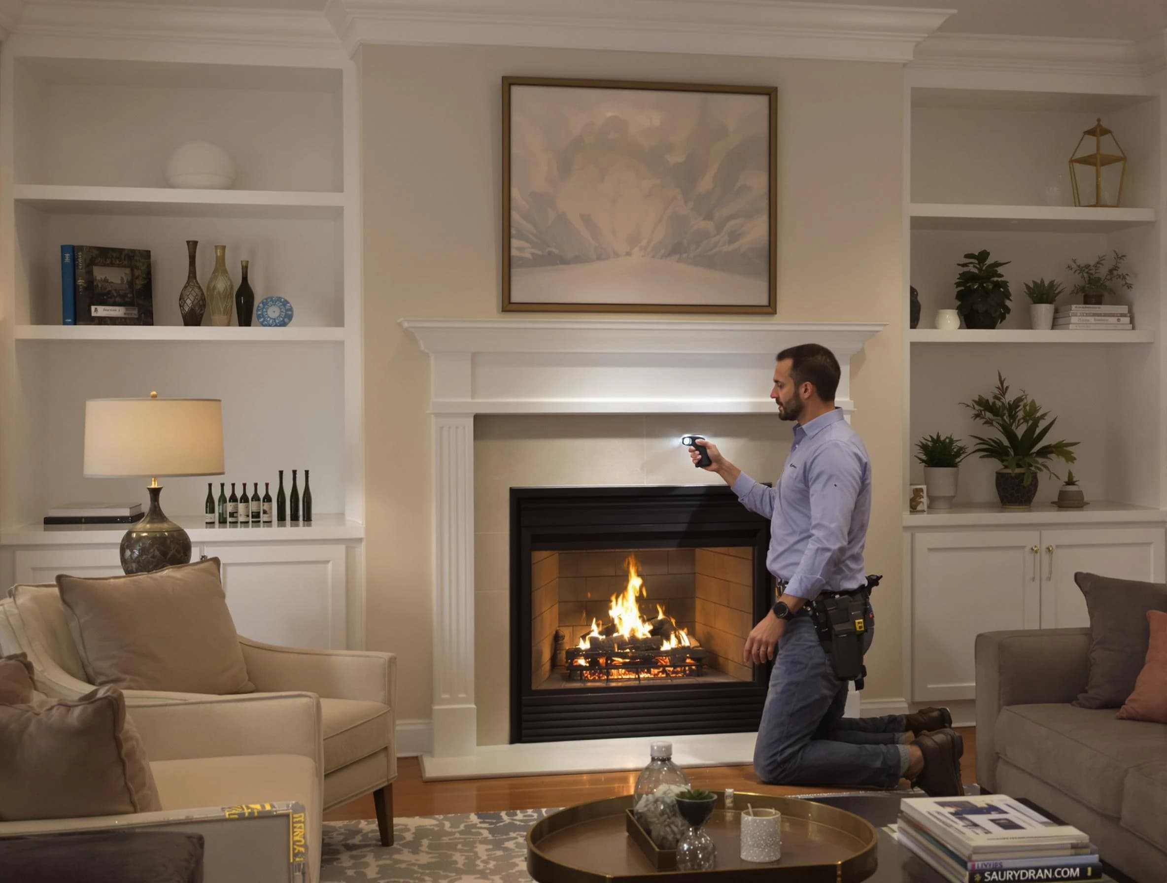 Los Chaves Chimney Sweep conducting a fireplace safety inspection in Los Chaves, NM