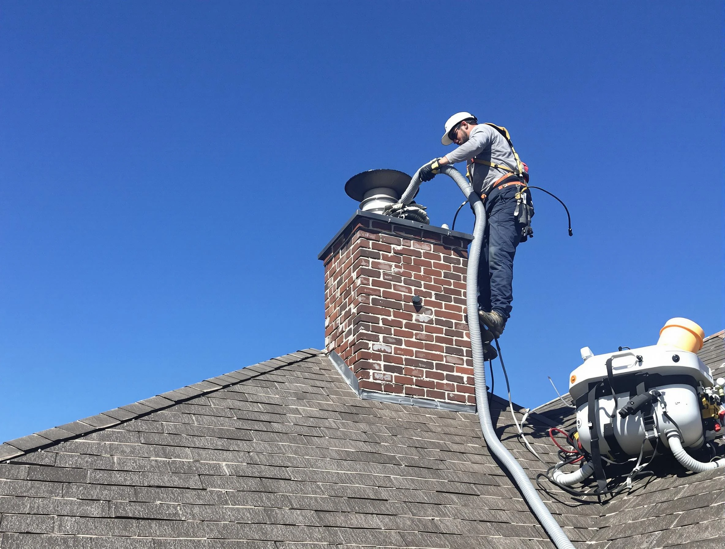 Dedicated Los Chaves Chimney Sweep team member cleaning a chimney in Los Chaves, NM