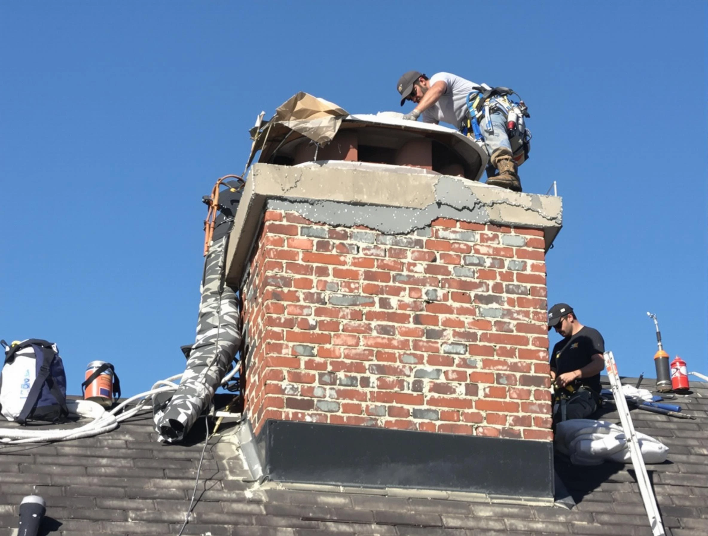 Los Chaves Chimney Sweep installing a custom chimney crown in Los Chaves, NM