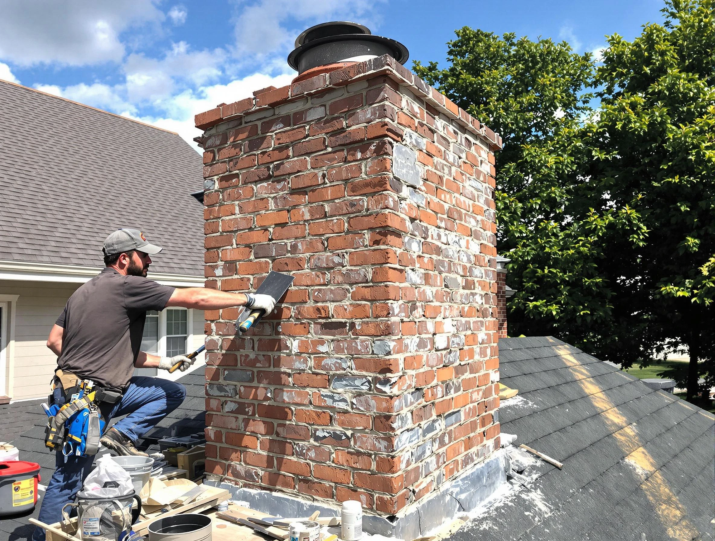 Completed chimney rebuild by Los Chaves Chimney Sweep in Los Chaves, NM